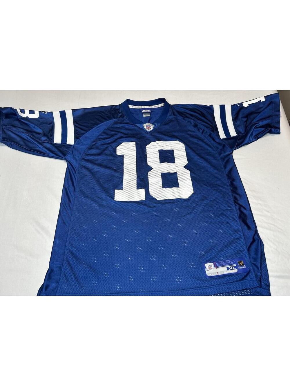 Reebok NFL Indianapolis Colts #18 Peyton Manning Jersey Mens XL Blue On Field